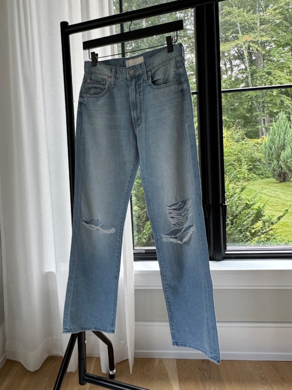 MOTHER Mid Rise Rambler Zip Flood Ripped Off Jeans Size 26 - Picture 5 of 8